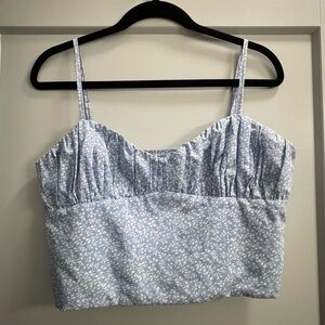 Princess Polly light blue floral cropped top